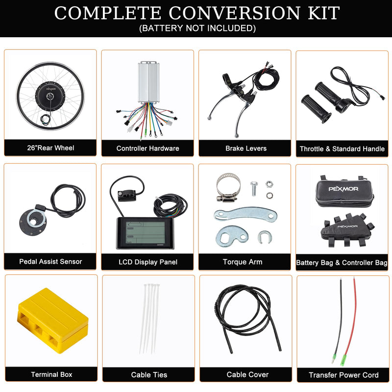 Load image into Gallery viewer, PEXMOR 26&quot; Electric Bike Conversion Kit Wheel Ebike Hub Motor Kit Upgrade 3 Mode Controller Wheel Kit
