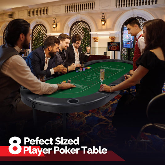 PEXMOR Foldable Poker Table 8 Player Folding Blackjack Texas Holdem Poker Table