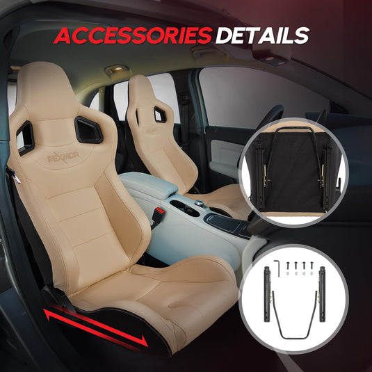 PEXMOR 2pc Reclinable Racing Bucket Seats Universal