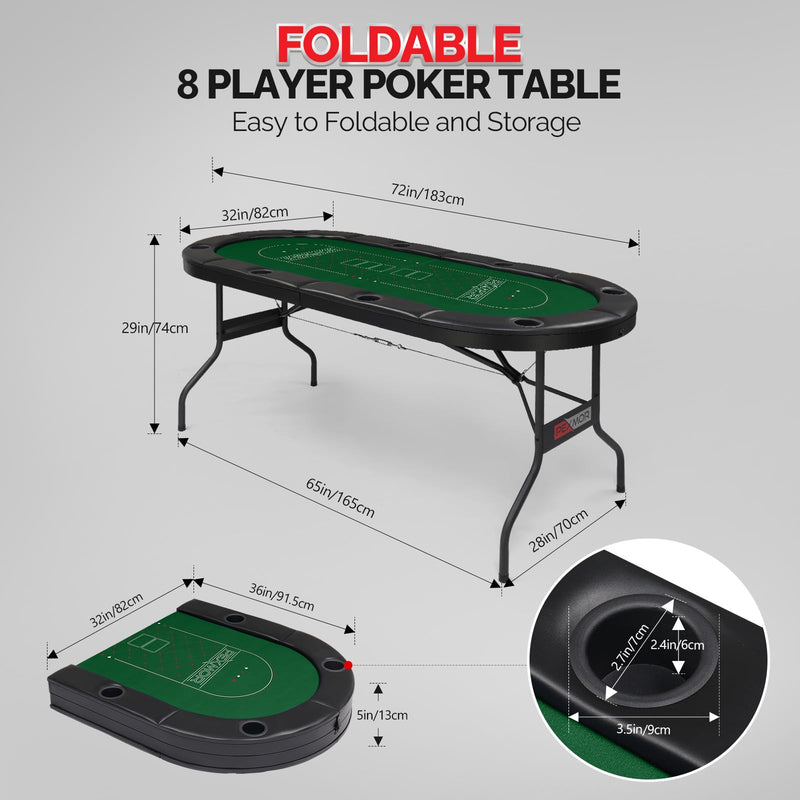 Load image into Gallery viewer, PEXMOR Foldable Poker Table 8 Player Folding Blackjack Texas Holdem Poker Table
