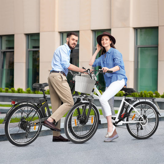 PEXMOR 26-Inch Electric Bike for Adults in Black/White