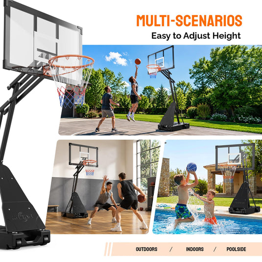 PEXMOR Adjustable 10FT Portable Basketball Hoop with Fillable Base & Wheels