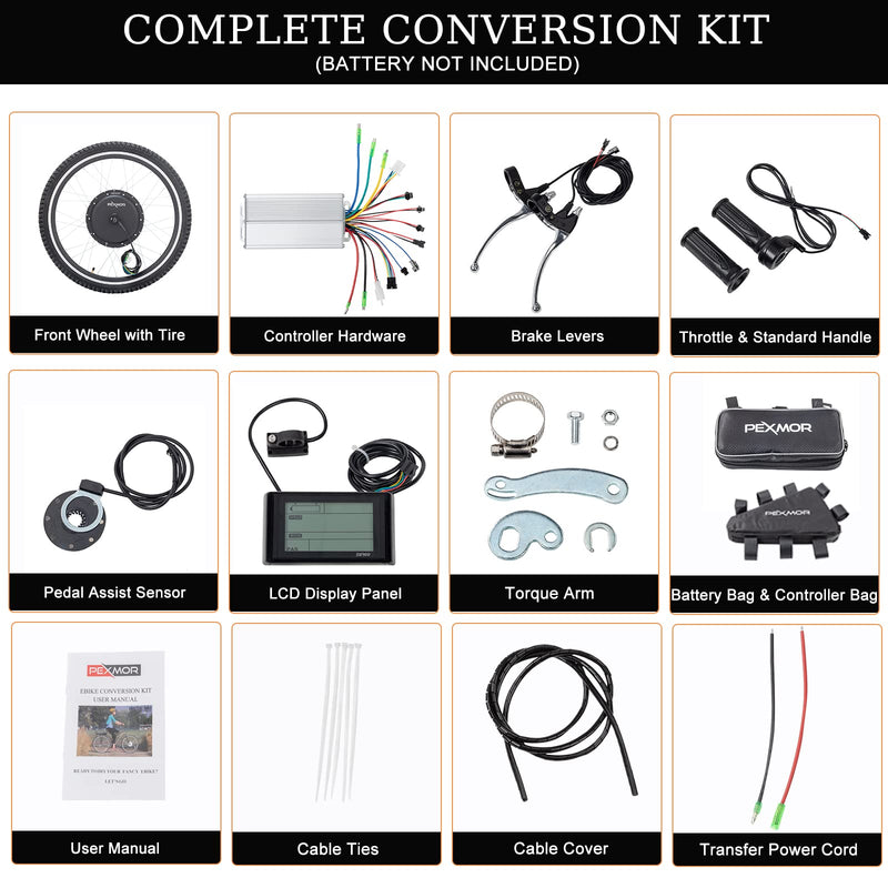 Load image into Gallery viewer, PEXMOR 48V 1000W Electric Bike Conversion Kit 26&quot; Front Wheel E-Bike Conversion Kit
