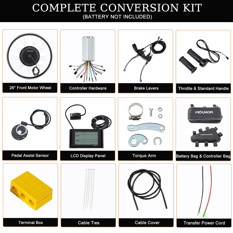 Load image into Gallery viewer, PEXMOR 26&quot; Electric Bike Conversion Kit Wheel Ebike Hub Motor Kit Upgrade 3 Mode Controller Wheel Kit
