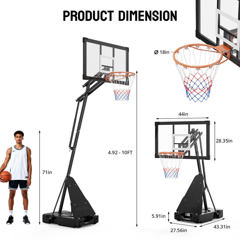 Load image into Gallery viewer, PEXMOR Adjustable 10FT Portable Basketball Hoop with Fillable Base &amp; Wheels
