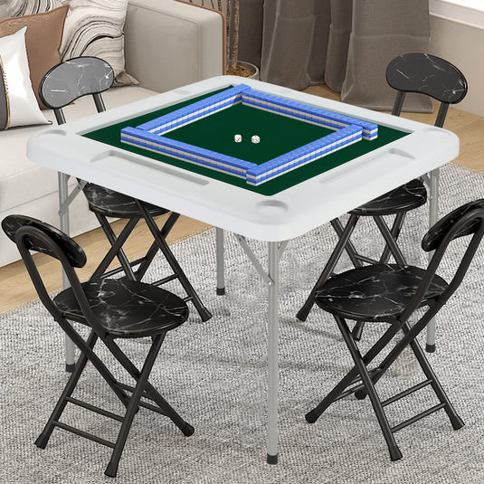 PEXMOR 35" Folding Mahjong Table 4-Player Portable Poker Domino Card Game Table