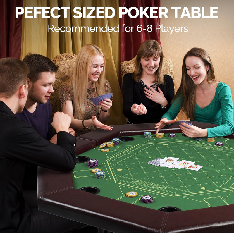 Load image into Gallery viewer, PEXMOR 8 Player Poker Table Folding Octagonal Blackjack Texas Holdem Poker Table
