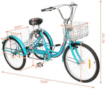 PEXMOR 24/26 Inch 7 SpeedAdult Tricycle Green/Red/Black/Blue
