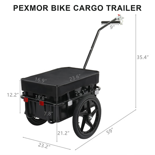 PEXMOR Bicycle Cargo Trailer with Removable Box and Waterproof Cover