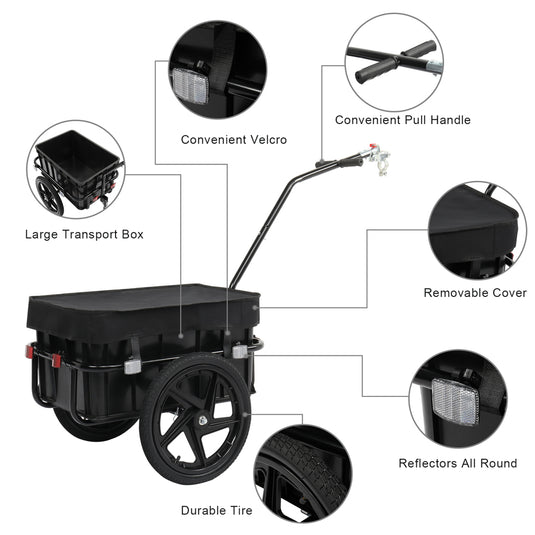 PEXMOR Bicycle Cargo Trailer with Removable Box and Waterproof Cover