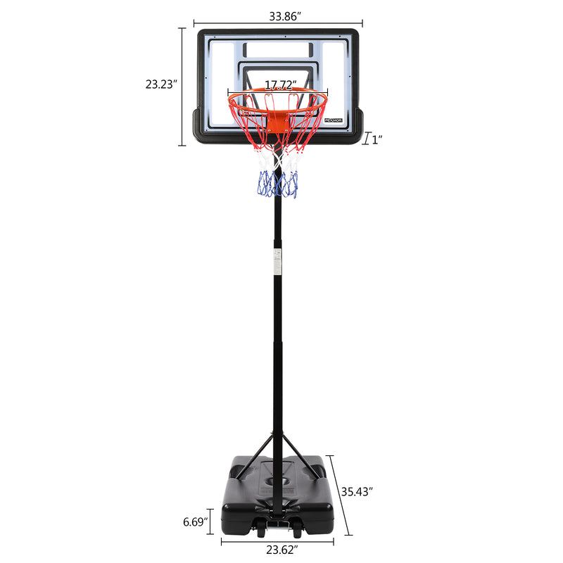 Load image into Gallery viewer, PEXMOR Portable Basketball Hoop 7-10FT Height Adjustable Goal System with Shatterproof PVC Backboard &amp; Fillable Base
