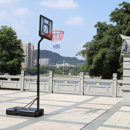 PEXMOR Portable Basketball Hoop 7-10FT Height Adjustable Goal System with Shatterproof PVC Backboard & Fillable Base
