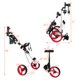 PEXMOR Portable 3 Wheel Folding Golf Push Cart Black/Blue/Green/Red