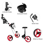 PEXMOR Portable 3 Wheel Folding Golf Push Cart Black/Blue/Green/Red