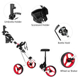 PEXMOR Portable 3 Wheel Folding Golf Push Cart Black/Blue/Green/Red