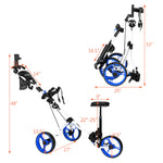 PEXMOR Portable 3 Wheel Folding Golf Push Cart Black/Blue/Green/Red