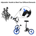 PEXMOR Portable 3 Wheel Folding Golf Push Cart Black/Blue/Green/Red