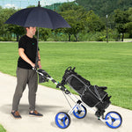 PEXMOR Portable 3 Wheel Folding Golf Push Cart Black/Blue/Green/Red