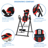 PEXMOR Back Stretcher Machine Inversion Table with Shoulder Holder & Adjustable Safe Belt & Headrest Red/White