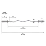 PEXMOR 47inch Olympic Curl Bar Barbell Silver/Black
