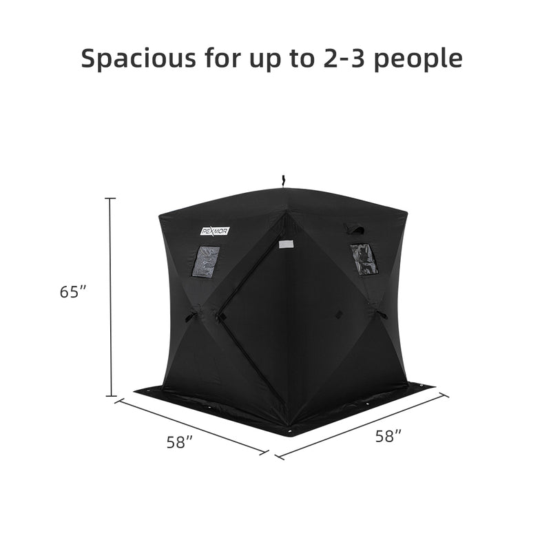 Load image into Gallery viewer, PEXMOR Waterproof Oxford Fabric Pop-up Hub-Style 15lbs Ice Fishing Shelter Black
