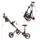 PEXMOR Portable 3 Wheel Folding Golf Push Cart Black/Blue/Green/Red