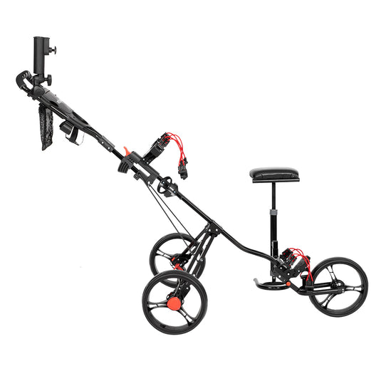 PEXMOR Portable 3 Wheel Folding Golf Push Cart Black/Blue/Green/Red