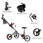 PEXMOR Portable 3 Wheel Folding Golf Push Cart Black/Blue/Green/Red