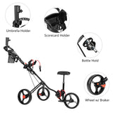 PEXMOR Portable 3 Wheel Folding Golf Push Cart Black/Blue/Green/Red