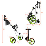 PEXMOR Portable 3 Wheel Folding Golf Push Cart Black/Blue/Green/Red