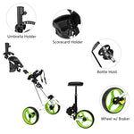 PEXMOR Portable 3 Wheel Folding Golf Push Cart Black/Blue/Green/Red