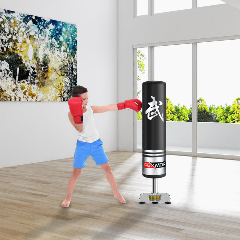Load image into Gallery viewer, PEXMOR 47inch Kids Freestanding Punching Heavy Boxing Bag with Suction Cup Steel Base Stand Black
