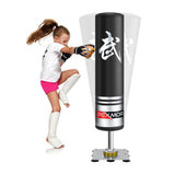 PEXMOR 47inch Kids Freestanding Punching Heavy Boxing Bag with Suction Cup Steel Base Stand Black