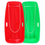PEXMOR 35in 2 Packs Plastic Kids Snow Sled Green + Red/Blue