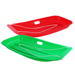 PEXMOR 35in 2 Packs Plastic Kids Snow Sled Green + Red/Blue