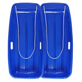 PEXMOR 35in 2 Packs Plastic Kids Snow Sled Green + Red/Blue