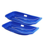 PEXMOR 35in 2 Packs Plastic Kids Snow Sled Green + Red/Blue