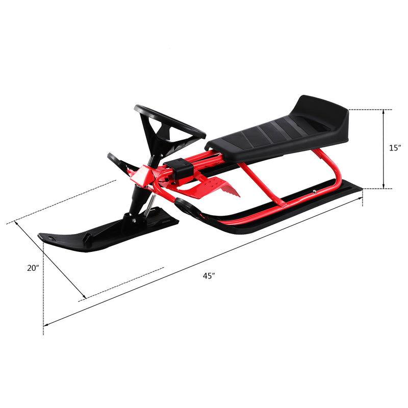Load image into Gallery viewer, PEXMOR Twin Brakes Snow Racer Sled Red &amp; Black
