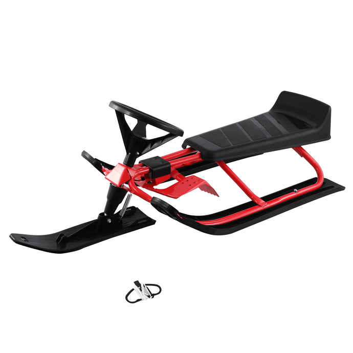 PEXMOR Twin Brakes Snow Racer Sled Red & Black