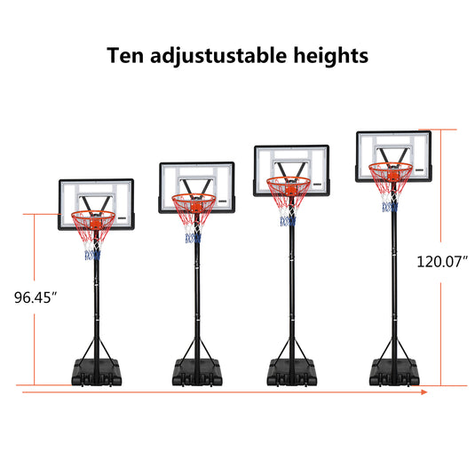 PEXMOR Portable Basketball Hoop Height Adjustable 5.9'-10' Basketball Stand  Backboard System for Both Youth and Adults w/Wheels 2 Nets Shatterproof PVC  Backboard Indoor & Outdoor : : Toys & Games