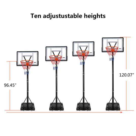 PEXMOR Portable Basketball Hoop 5.9'-10' Height Adjustable Backboard Stand