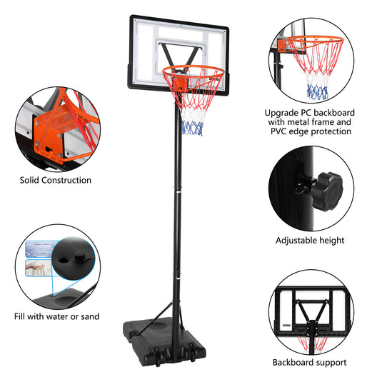 PEXMOR Portable Basketball Hoop 5.9'-10' Height Adjustable Backboard Stand