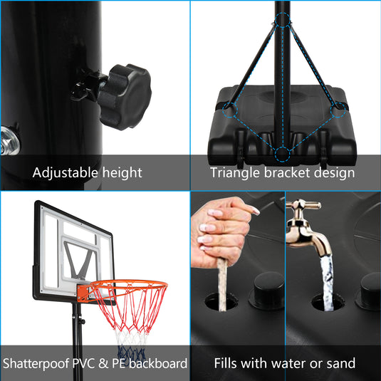 PEXMOR Portable Basketball Hoop 5.9'-10' Height Adjustable Backboard Stand