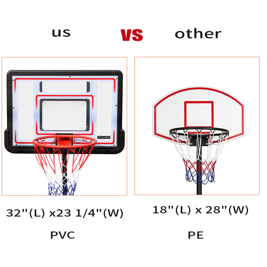 PEXMOR Portable Basketball Hoop 5'-7' Adjustable Height Basketball Stand System