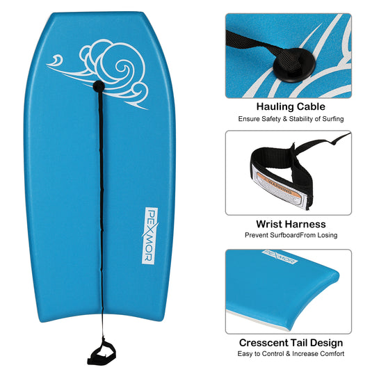 PEXMOR 41in Adjustable Lightweight Bodyboard Yellow/Blue/Pink/Green