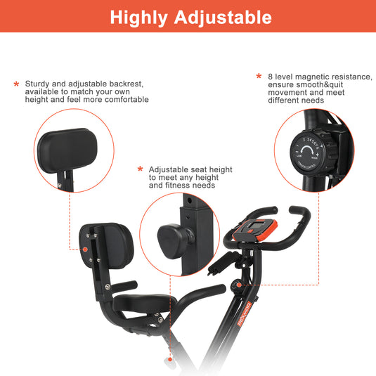 PEXMOR BGB102-4 Adjustable Folding Exercise Bike Black