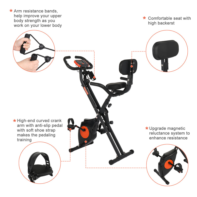 Load image into Gallery viewer, PEXMOR Adjustable Folding Exercise Bike Black
