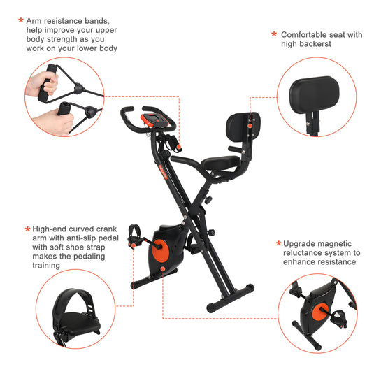 PEXMOR Adjustable Folding Exercise Bike Black