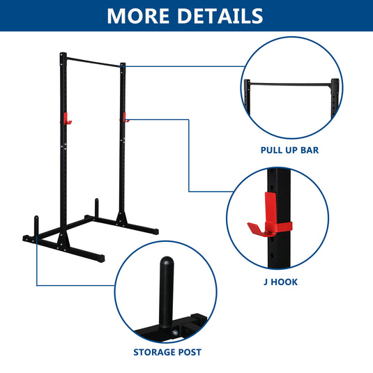 PEXMOR 500 lbs Power Cage  with Adjustable Pull Up Bar & J-Cups Black