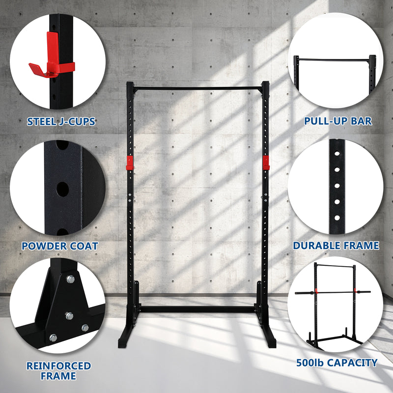 Load image into Gallery viewer, PEXMOR 500 lbs Power Cage  with Adjustable Pull Up Bar &amp; J-Cups Black
